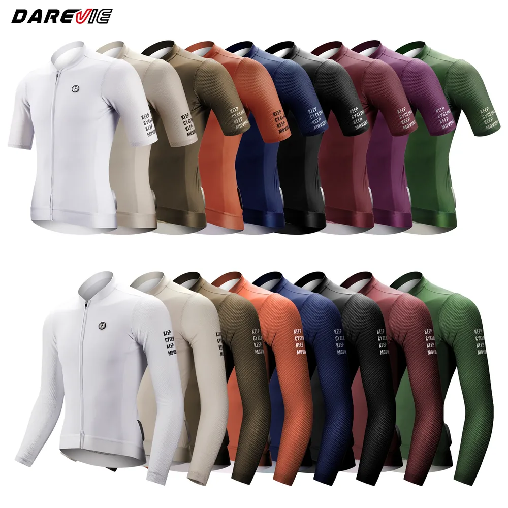 다양한 색상의 DAREVIE 긴팔 사이클링 저지 라인업