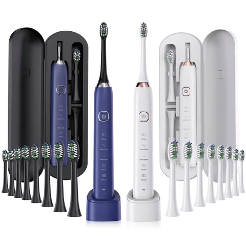 Sarmocare S100 전동 칫솔 본체와 교체용 헤드 8개 구성