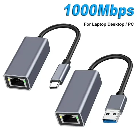 USB-C 및 USB-A 타입 이더넷 어댑터 모습