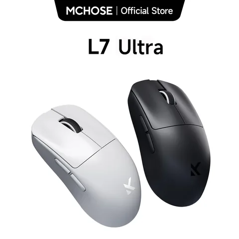 화이트와 블랙 색상의 MCHOSE L7 마우스