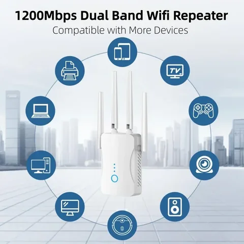 다양한 가전기기와 연결된 WiFi 리피터