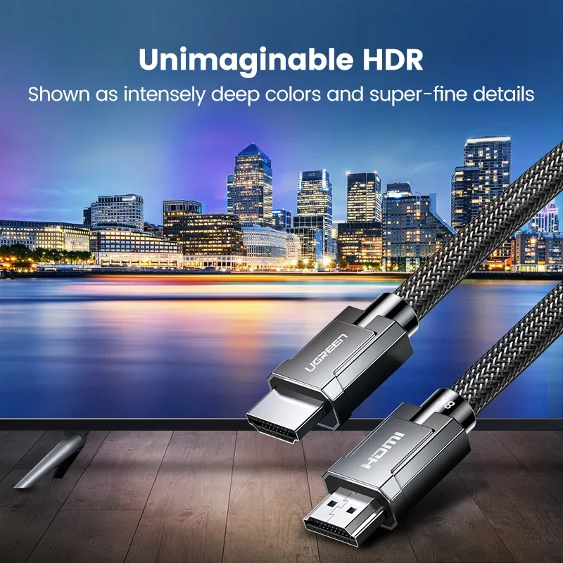 고화질 영상과 연결된 HDMI 케이블